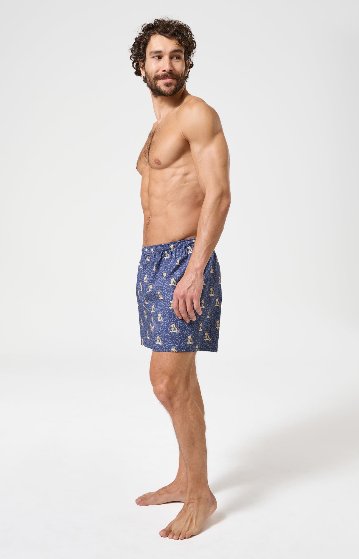 Caleçon classique homme bleu marine teddy champagne nouvel an 4