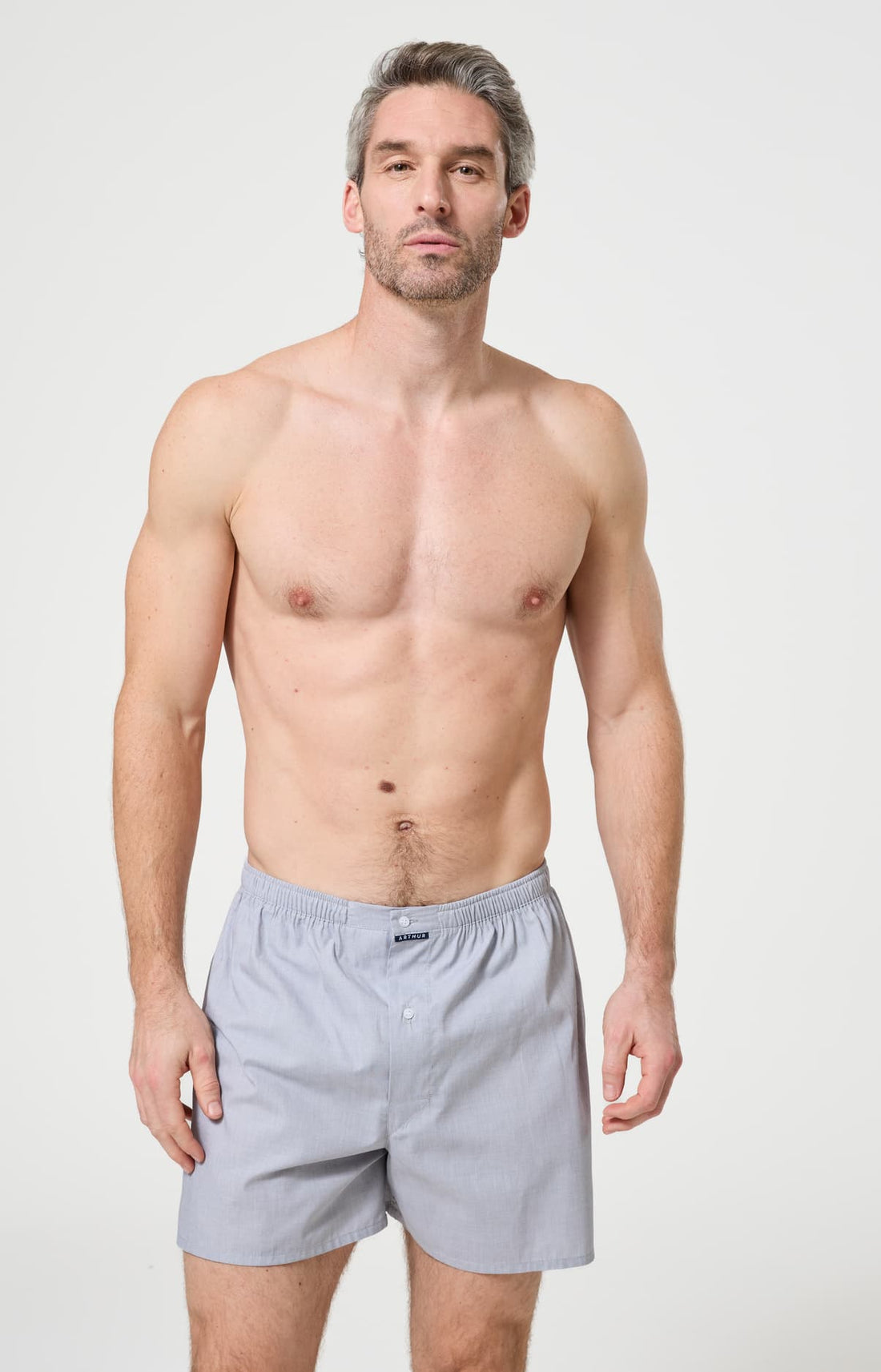 Caleçon classique homme uni gris clair 2