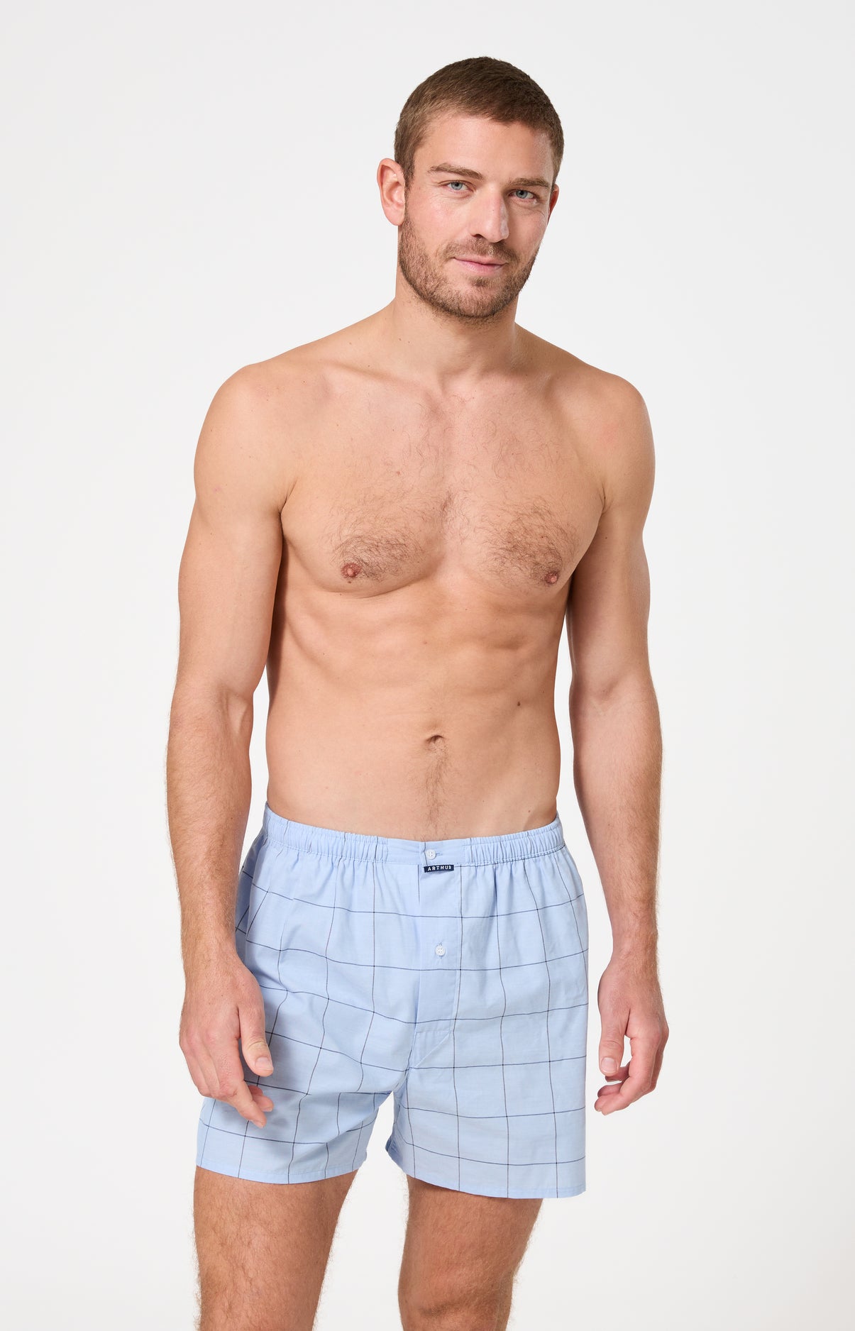 Caleçon classique homme bleu clair carreaux 4