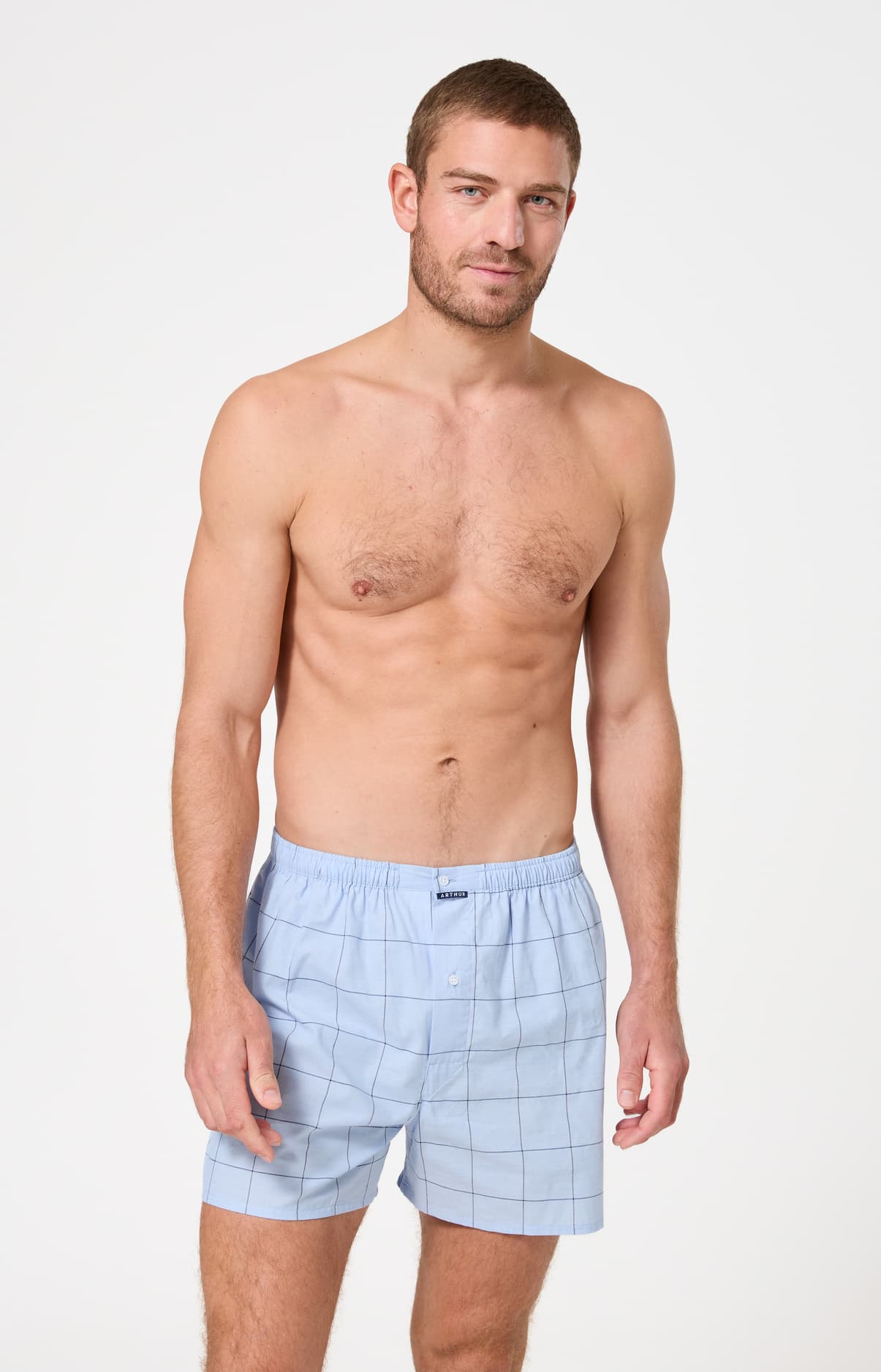 Caleçon classique homme bleu clair carreaux 4