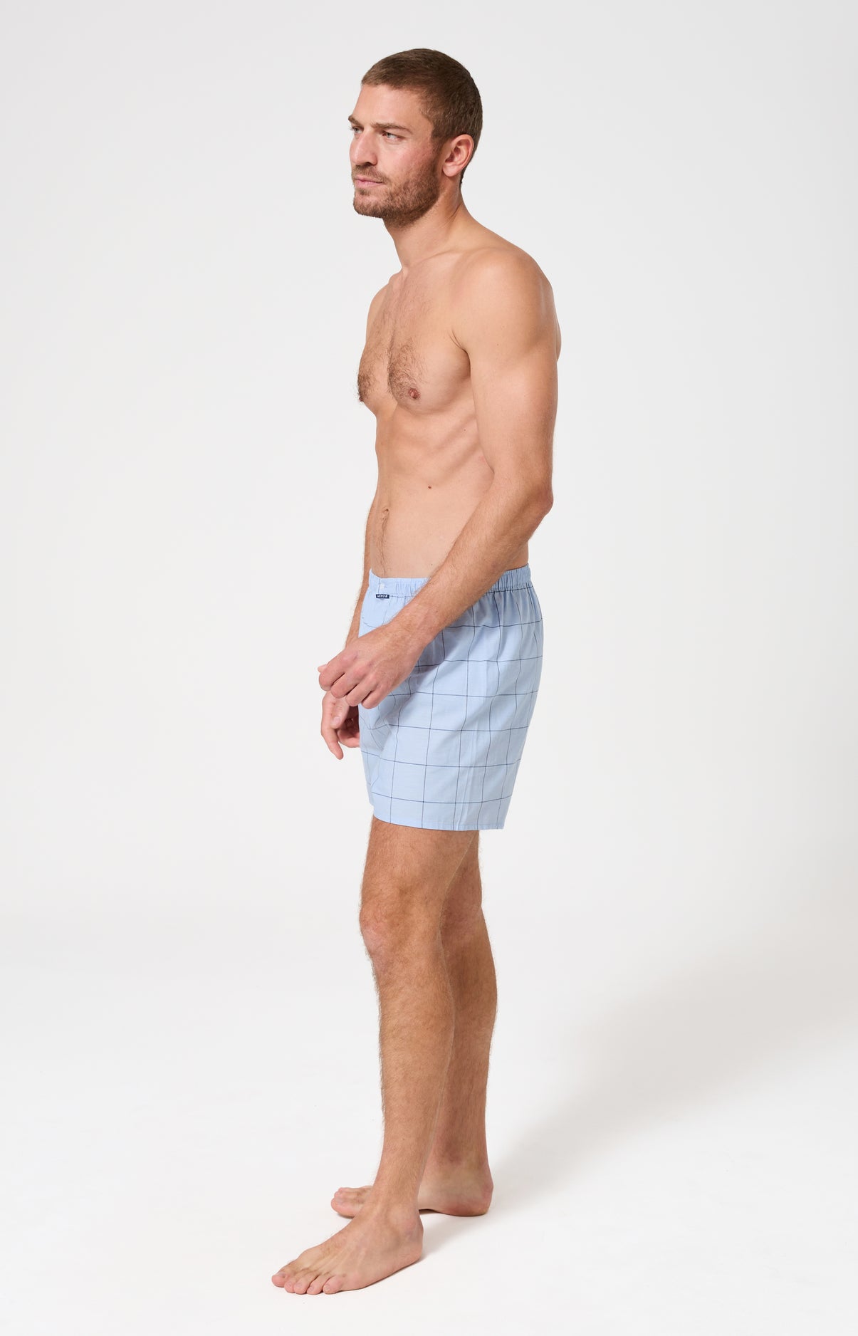 Caleçon classique homme bleu clair carreaux 5