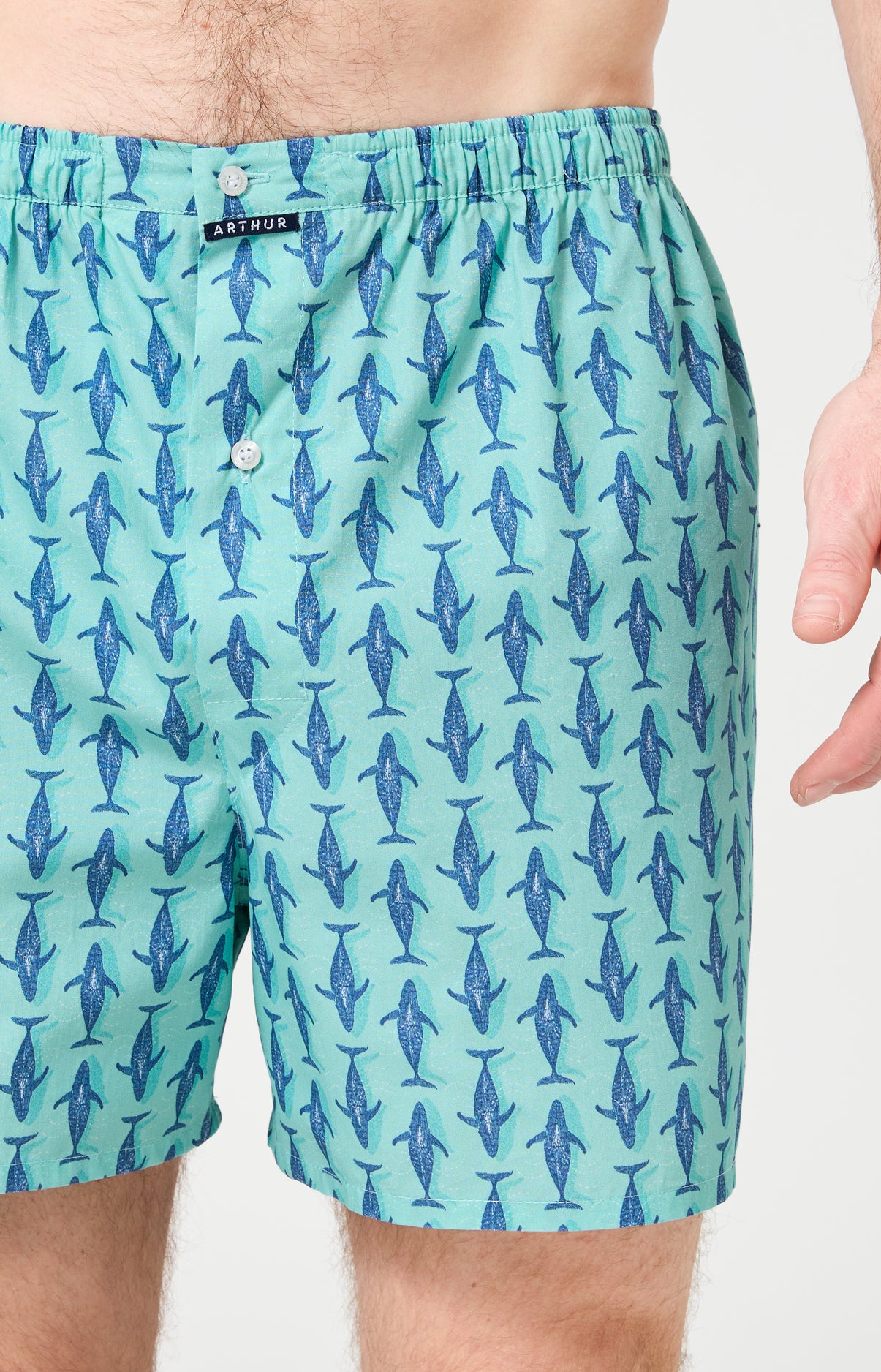 Caleçon sans suspensoir Pacifique Imprimé banc de baleines bleues 1