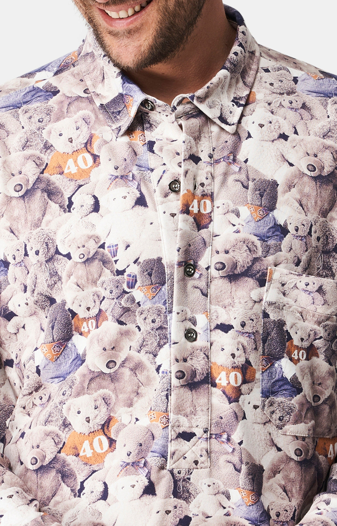 Chemise Grand-Père Teddy 40 ans Beige et Marron 2