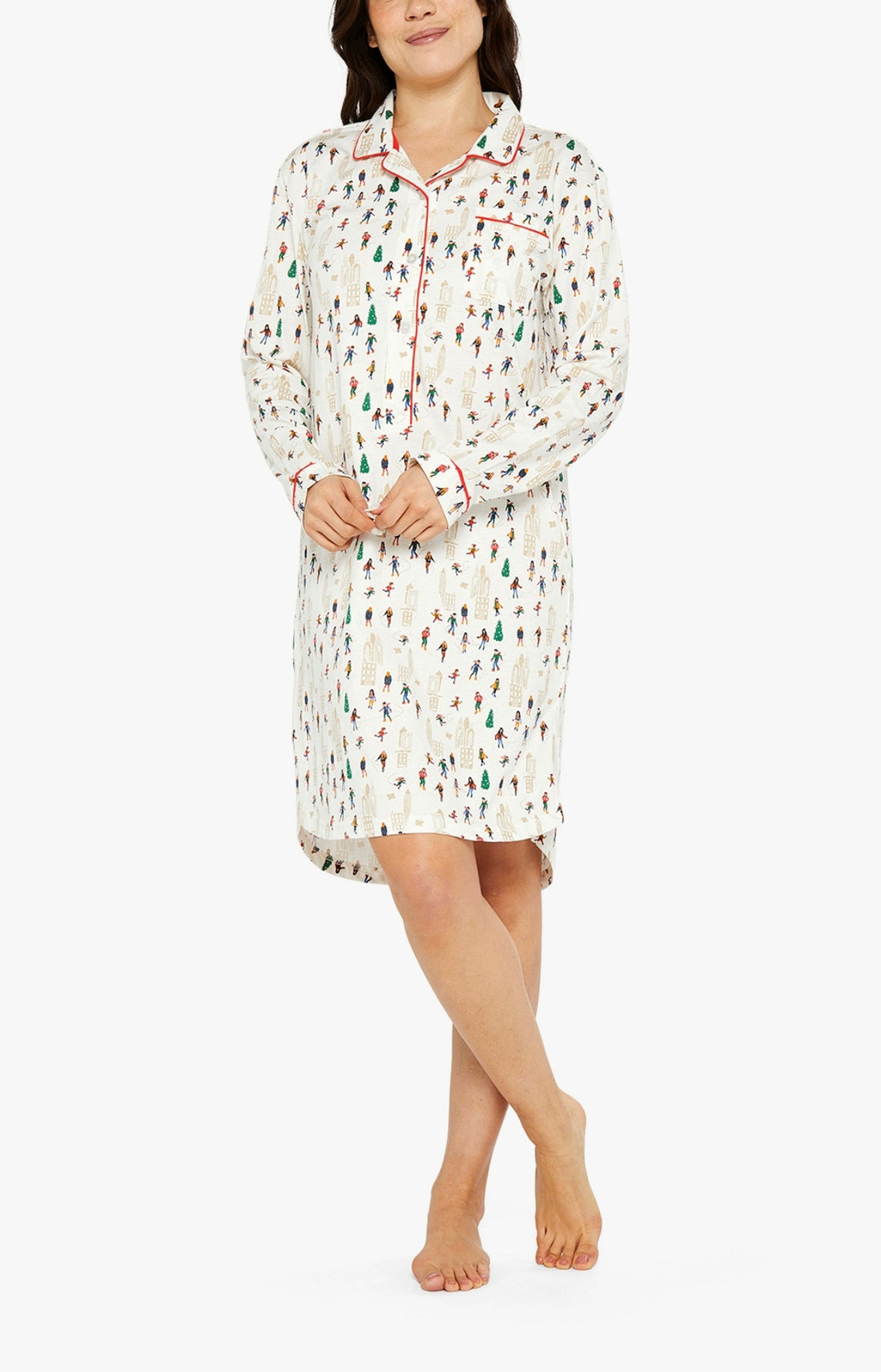 Chemise Grand-Père Femme Matin à glace Blanc et Ivoire 1