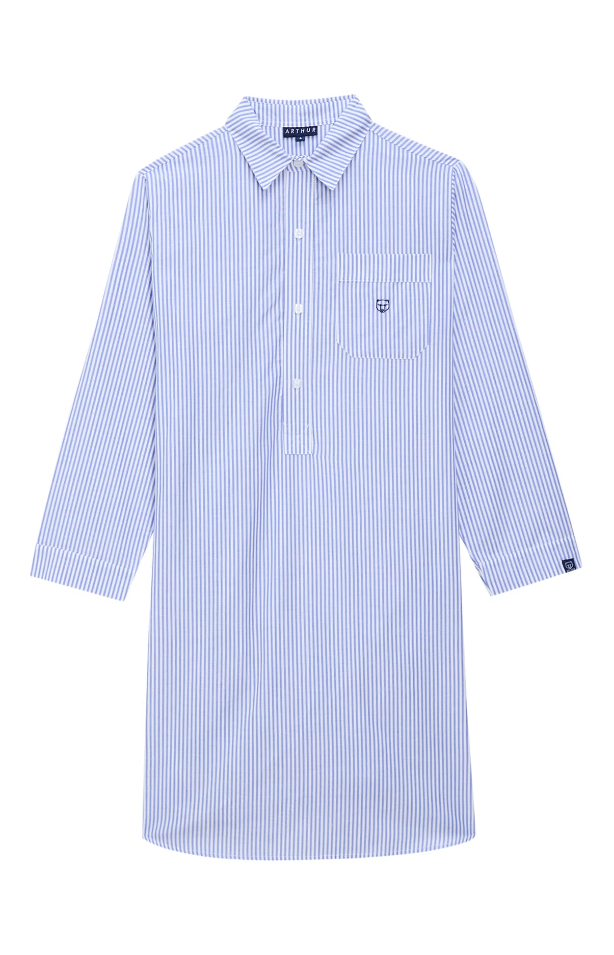 Chemise grand-père rayure Bleu 3