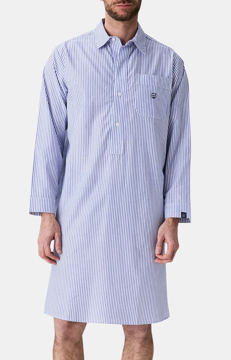 Chemise grand-père rayure Bleu 1