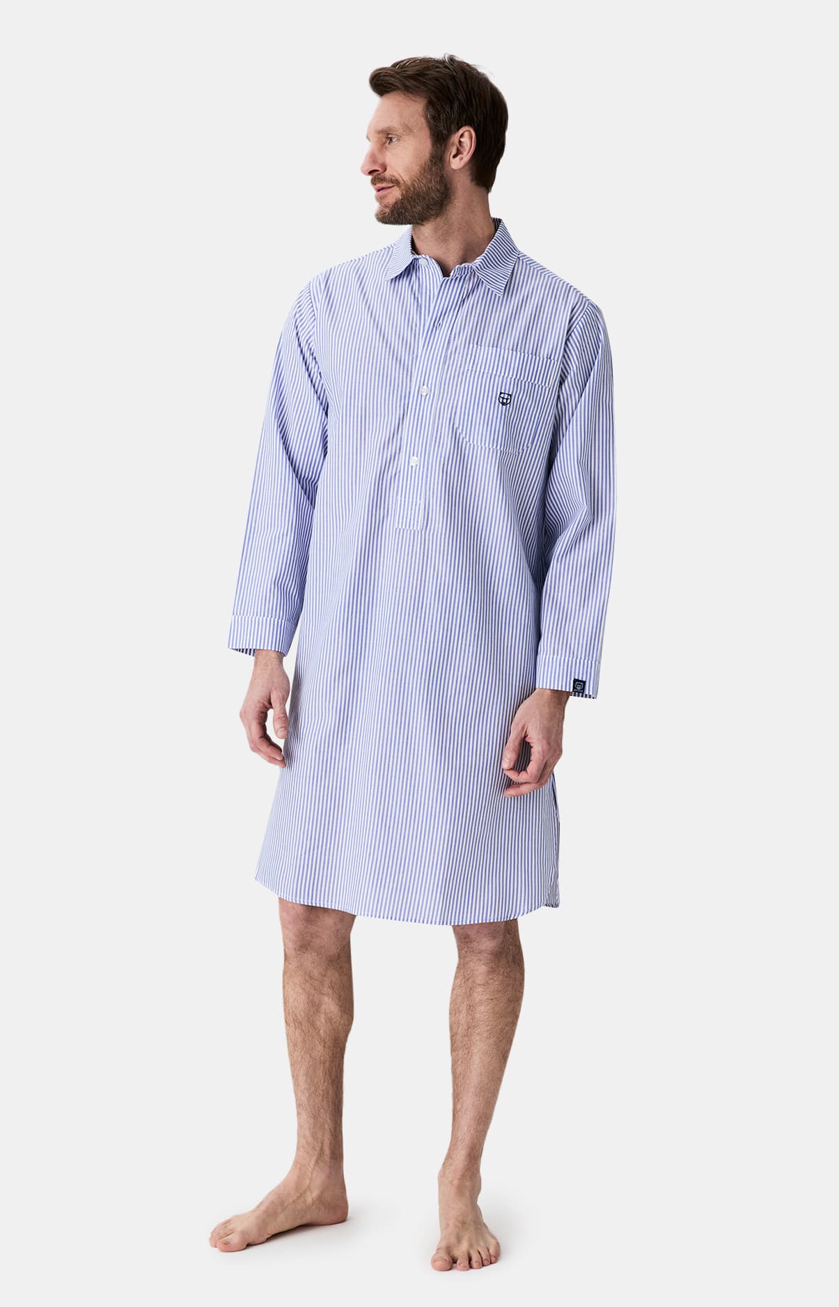 Chemise grand-père rayure Bleu 4