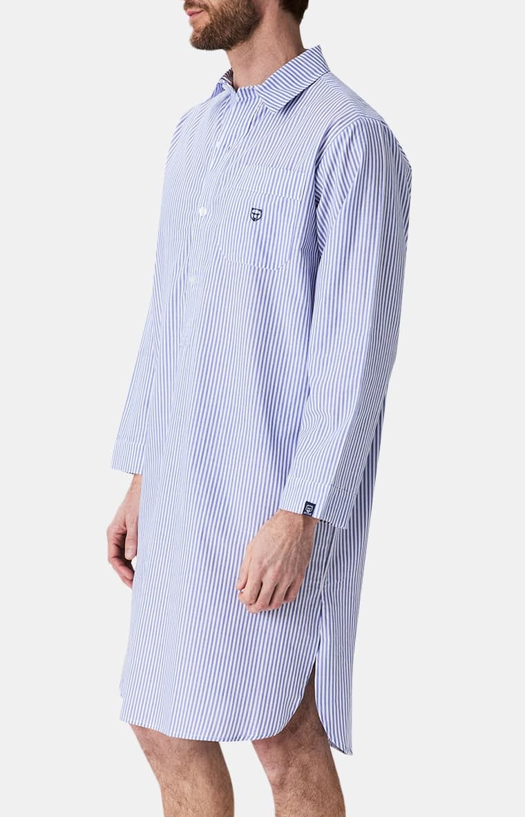 Chemise grand-père rayure Bleu 5