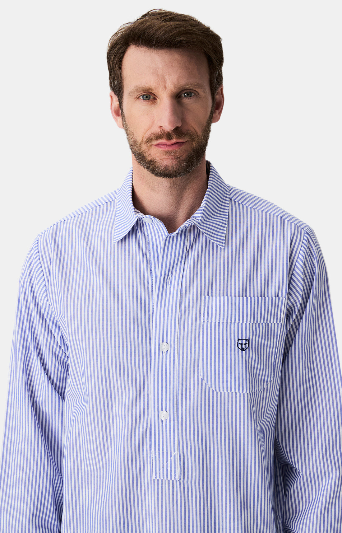 Chemise grand-père rayures Homme 2