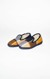Charentaises tartan carreaux jaune et bleu marine homme 3