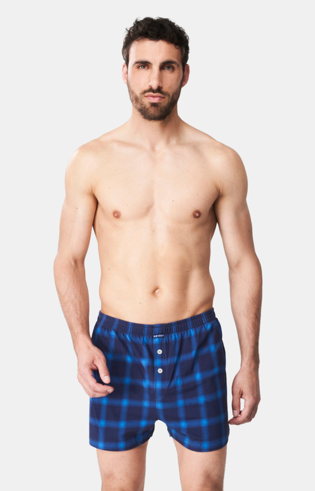 Caleçon de nuit Homme Carreaux Marine 1