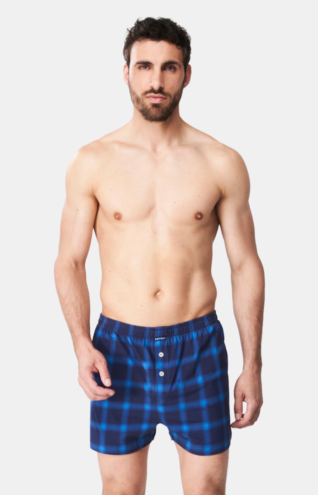 Caleçon de nuit Homme Carreaux Marine 2