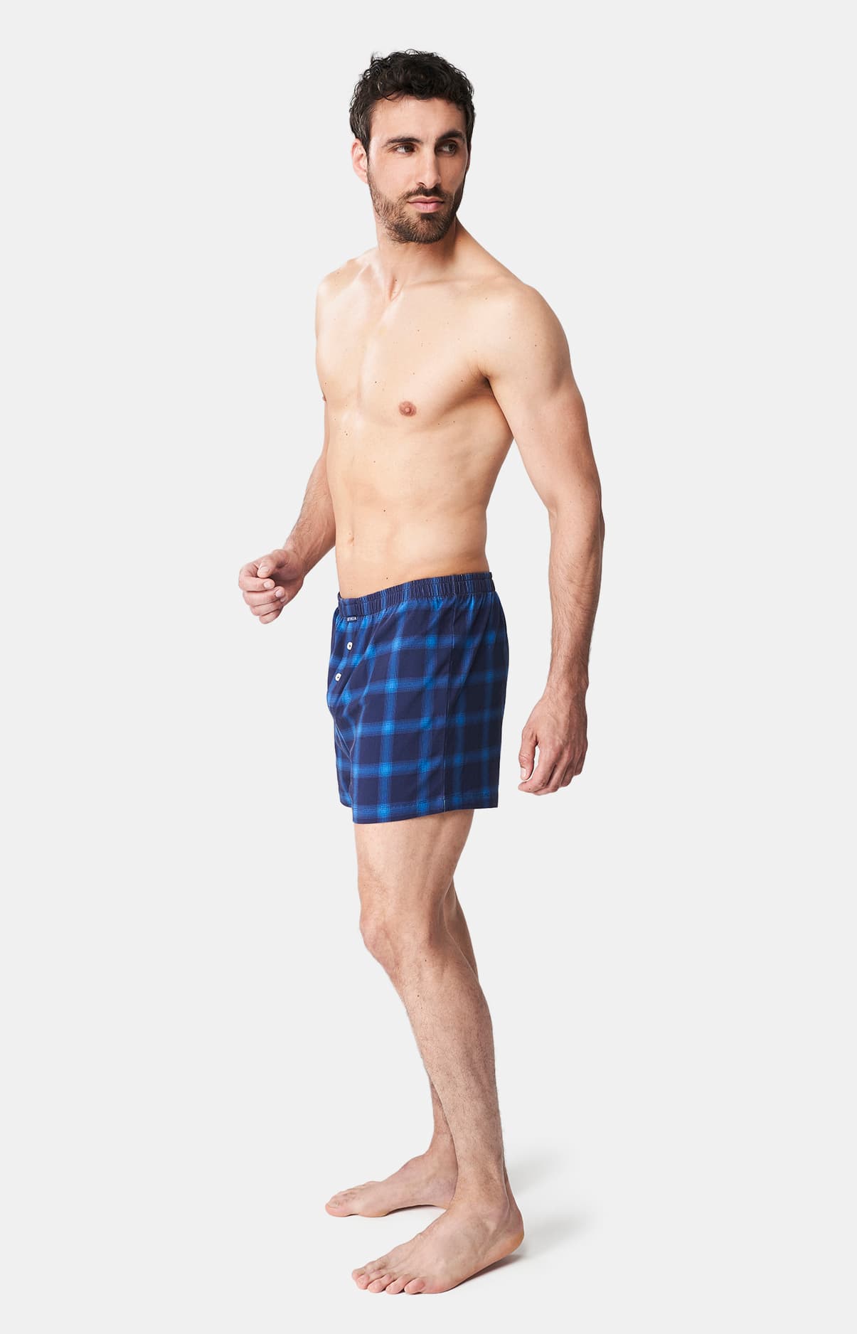 Caleçon de nuit Homme Carreaux Marine 4