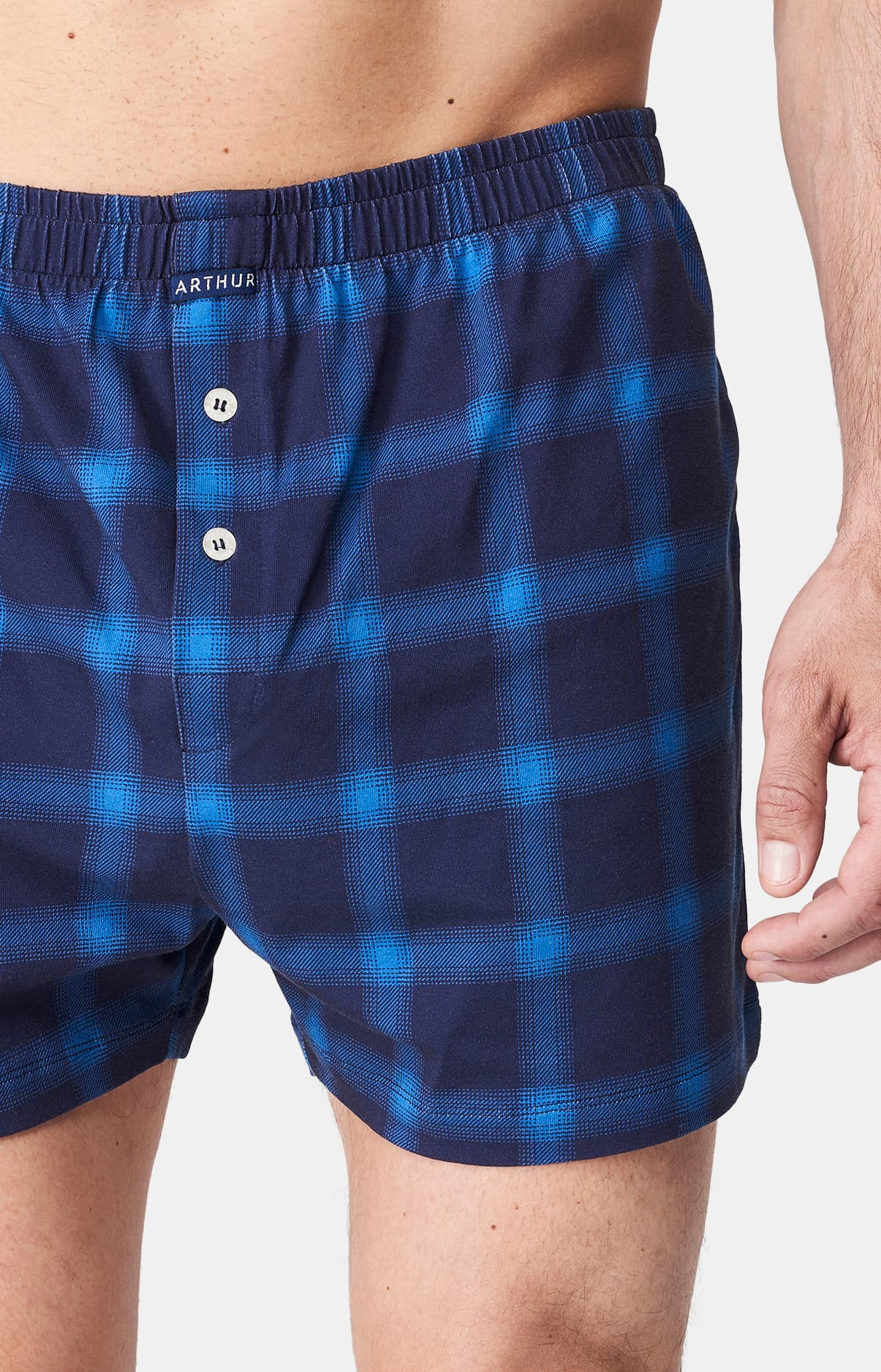 Caleçon de nuit Homme Carreaux Marine 1