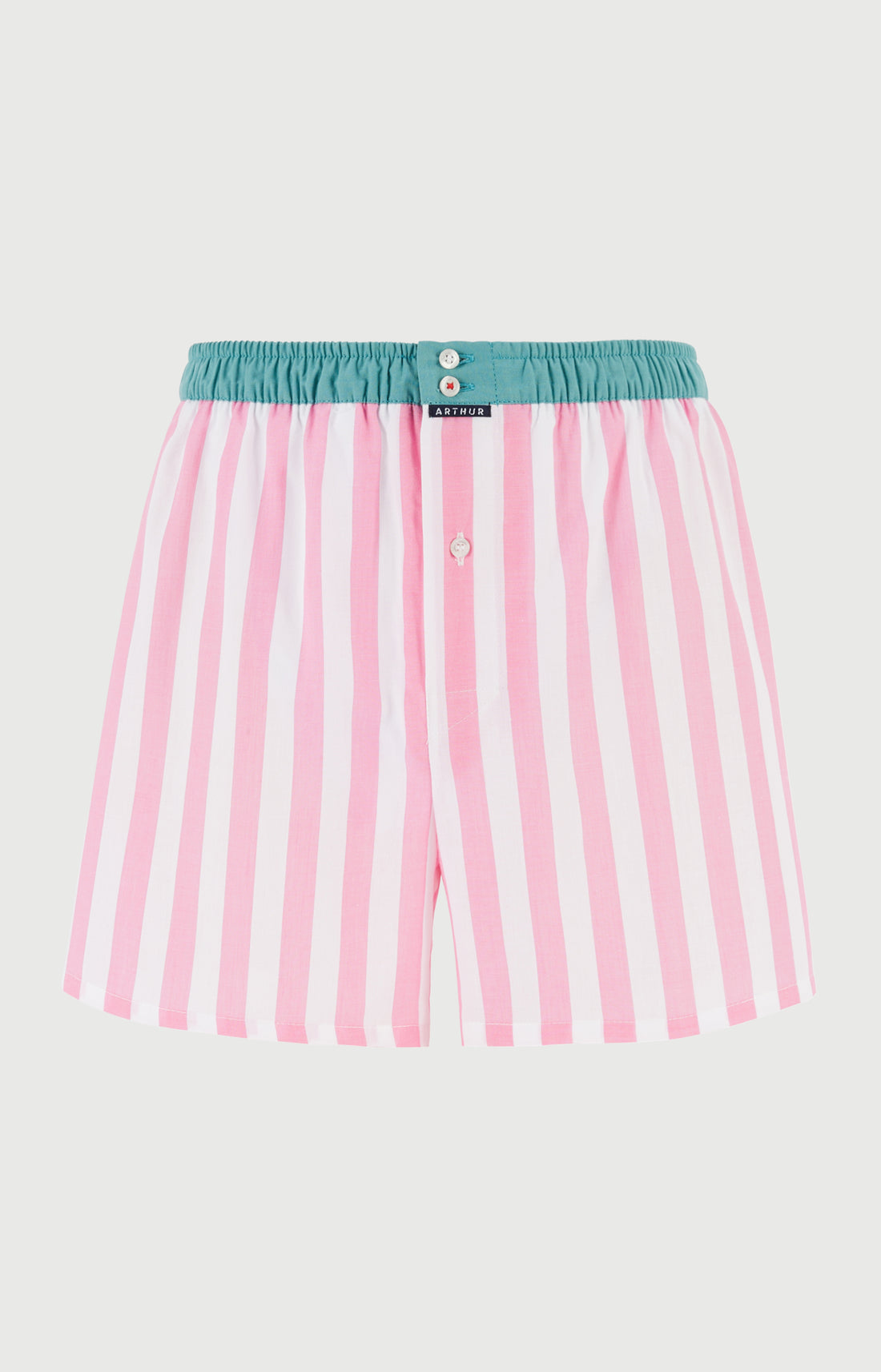 Caleçon avec suspensoir Le Club n°1211 Imprimé rayures roses et blanches élastique vert 3