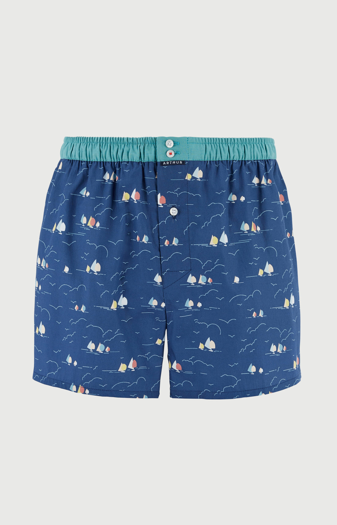 Caleçon avec suspensoir Le Club n°1219 Imprimé voiliers multicolores élastique vert 3