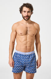 Caleçon avec suspensoir Le Club n°1222 Imprimé baigneurs en maillot multicolore élastique rayure bleu et blanc 2