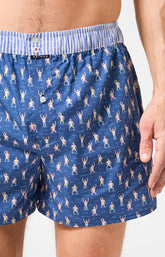 Caleçon avec suspensoir Le Club n°1222 Imprimé baigneurs en maillot multicolore élastique rayure bleu et blanc 1