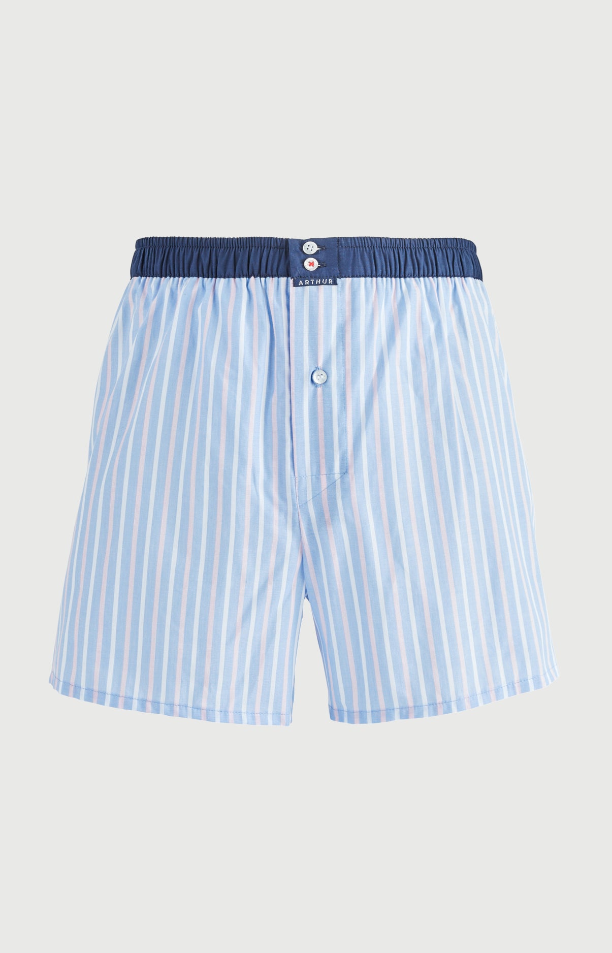 Caleçon avec slip intégré bleu rayé homme 3