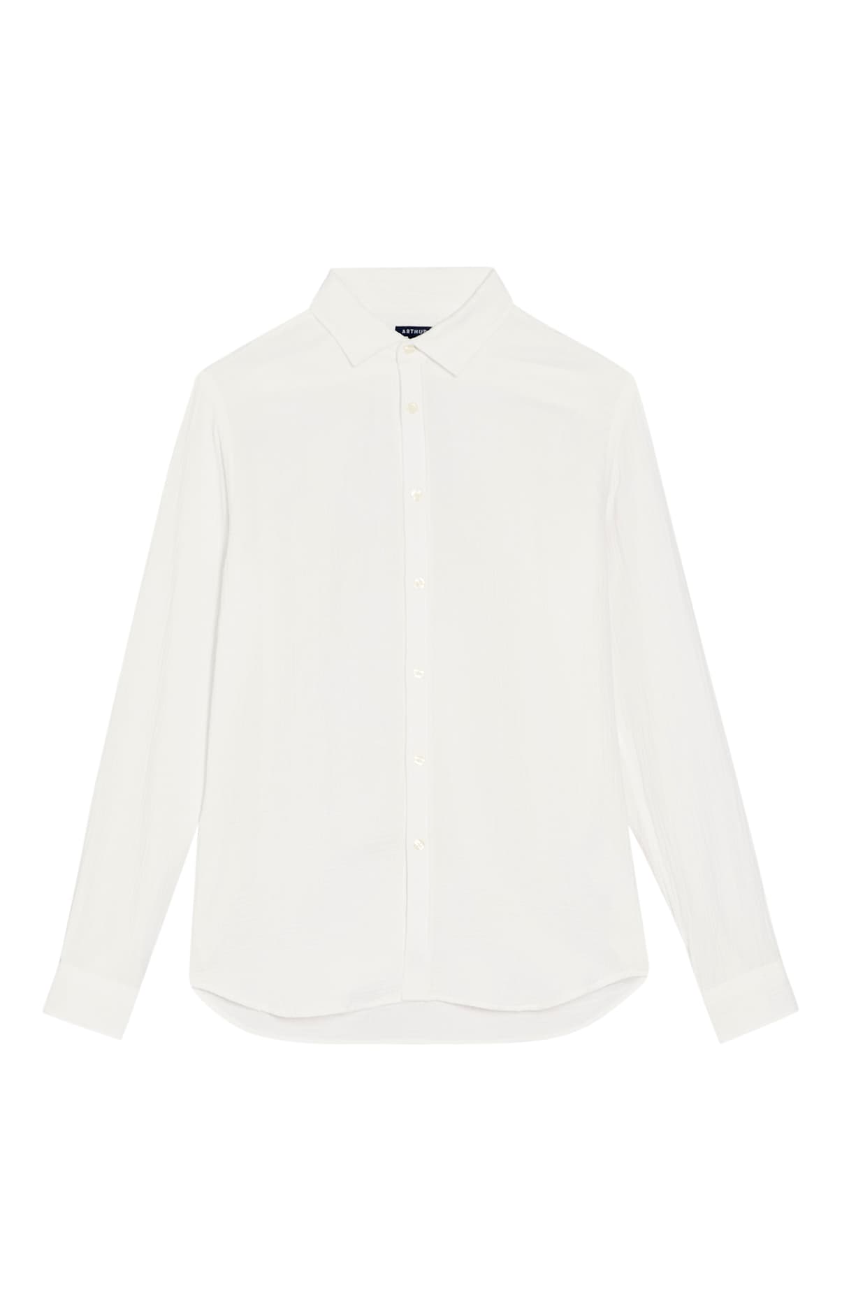 Chemise manches longues gaze de coton Blanc 3