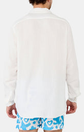 Chemise manches longues gaze de coton Blanc 6