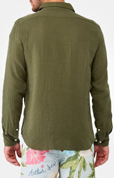 Chemise manches longues gaze de coton Kaki 6