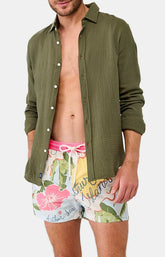 Chemise manches longues gaze de coton Kaki 5