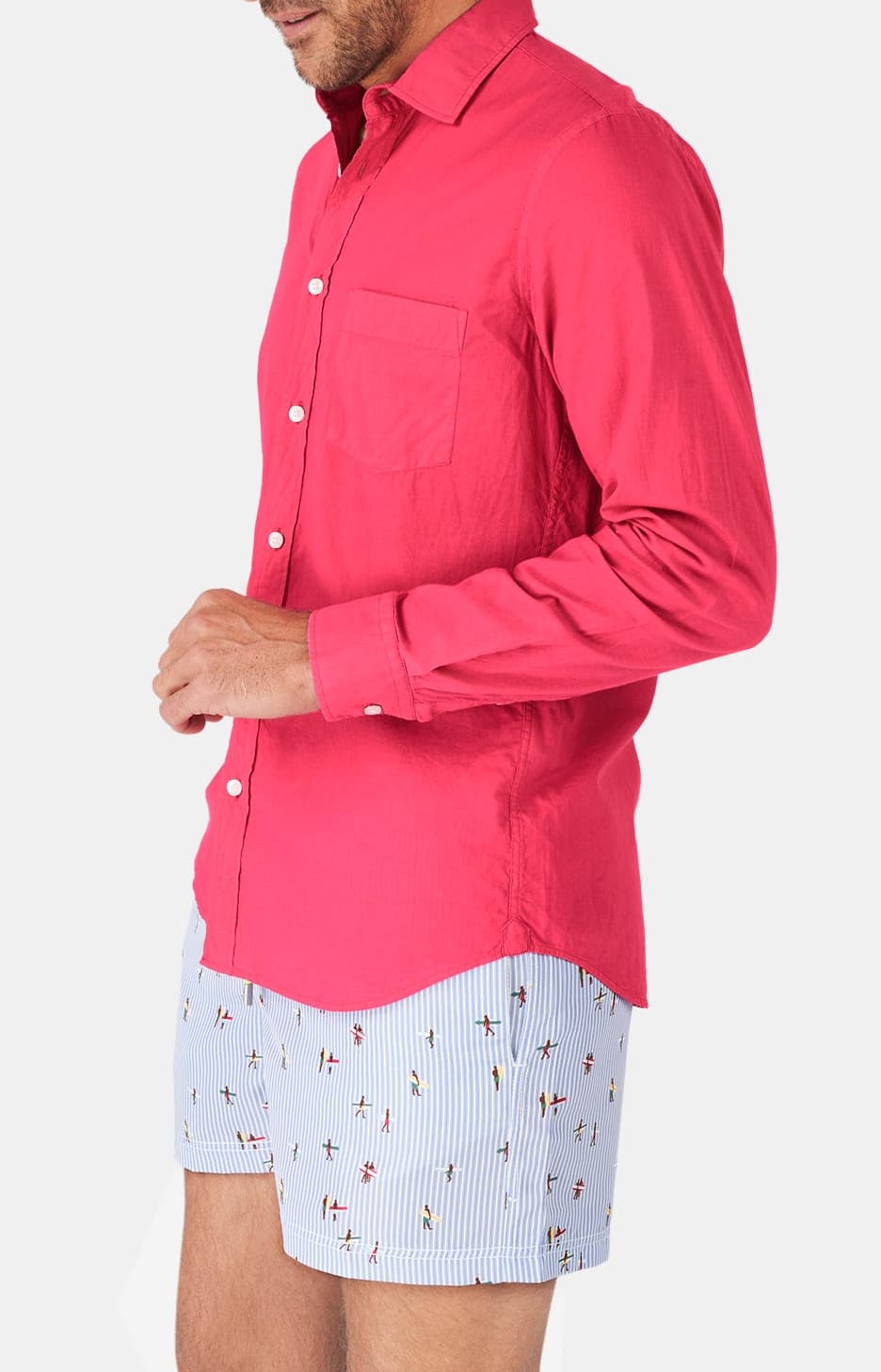 Chemise manches longues - Voile de coton Framboise