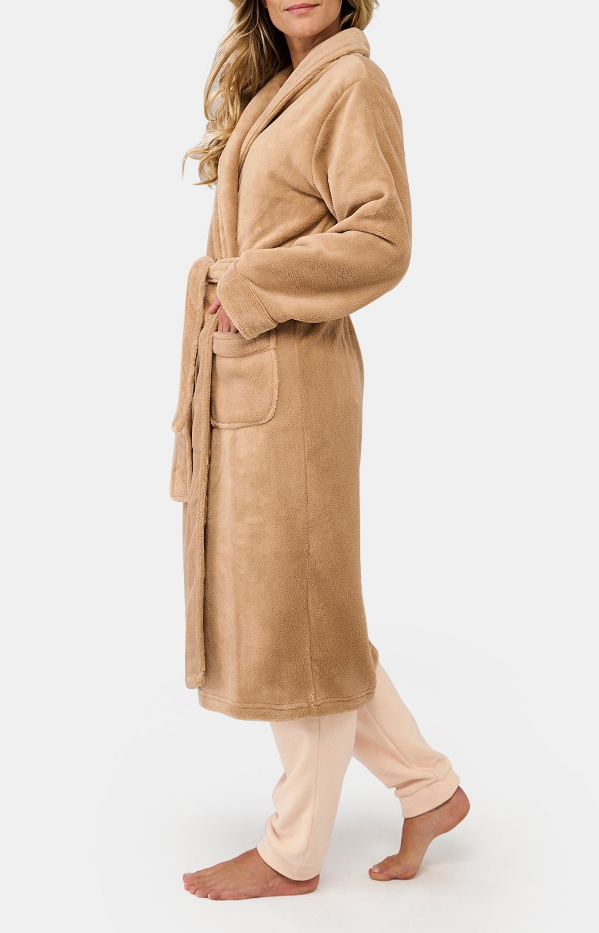 Robe de Chambre Femme polaire Beige et Marron 5