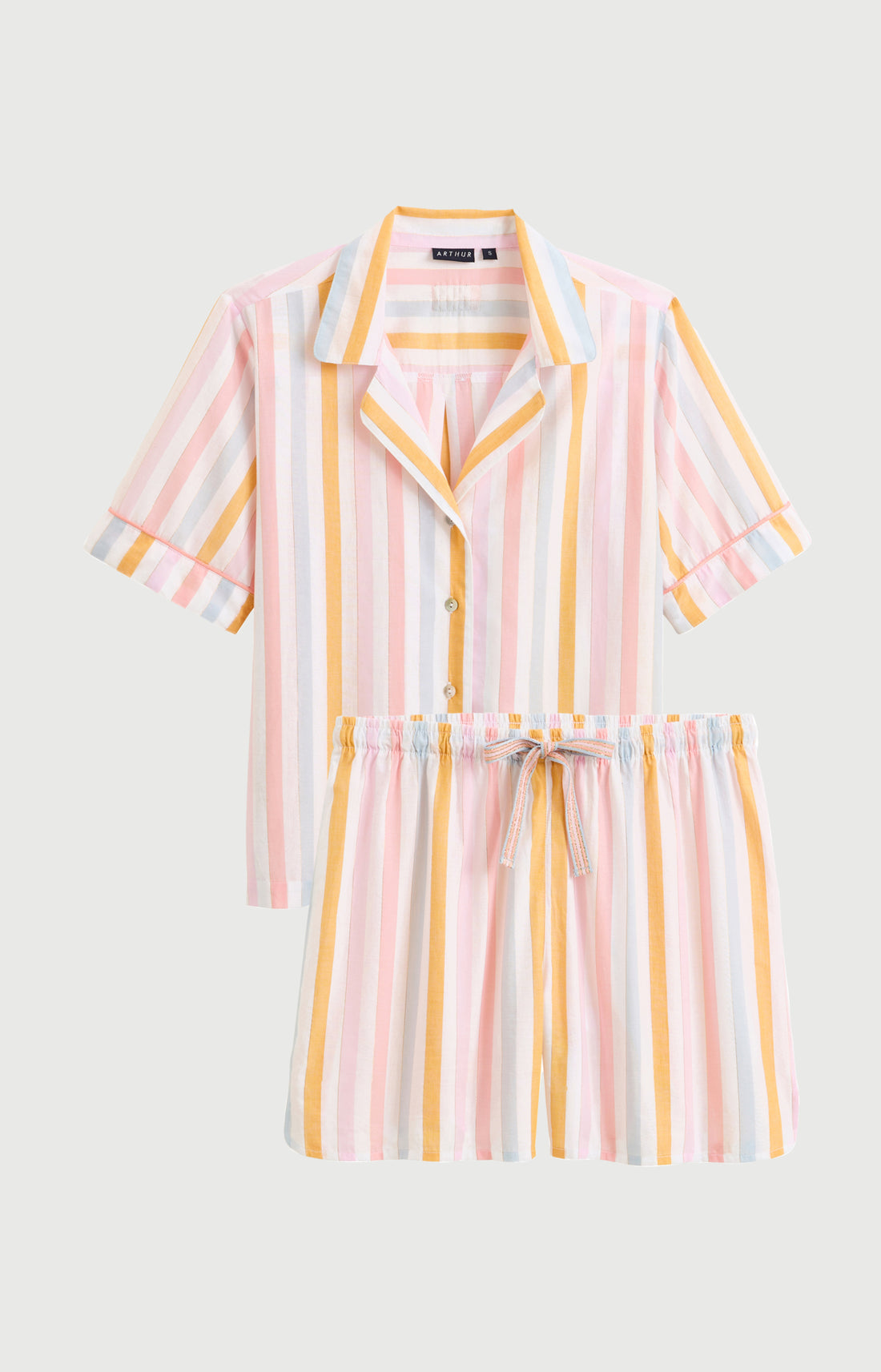 Pyjama Femme Maé Manches courtes Imprimé rayures multicolores 3