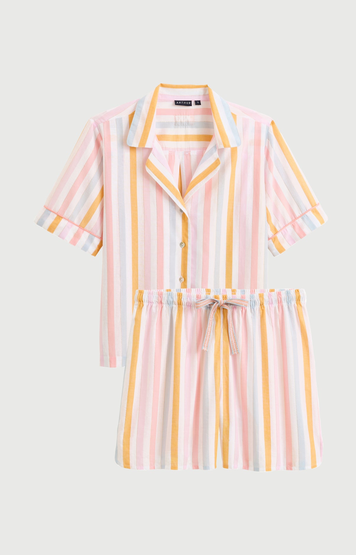 Pyjama Femme Maé Manches courtes Imprimé rayures multicolores 3