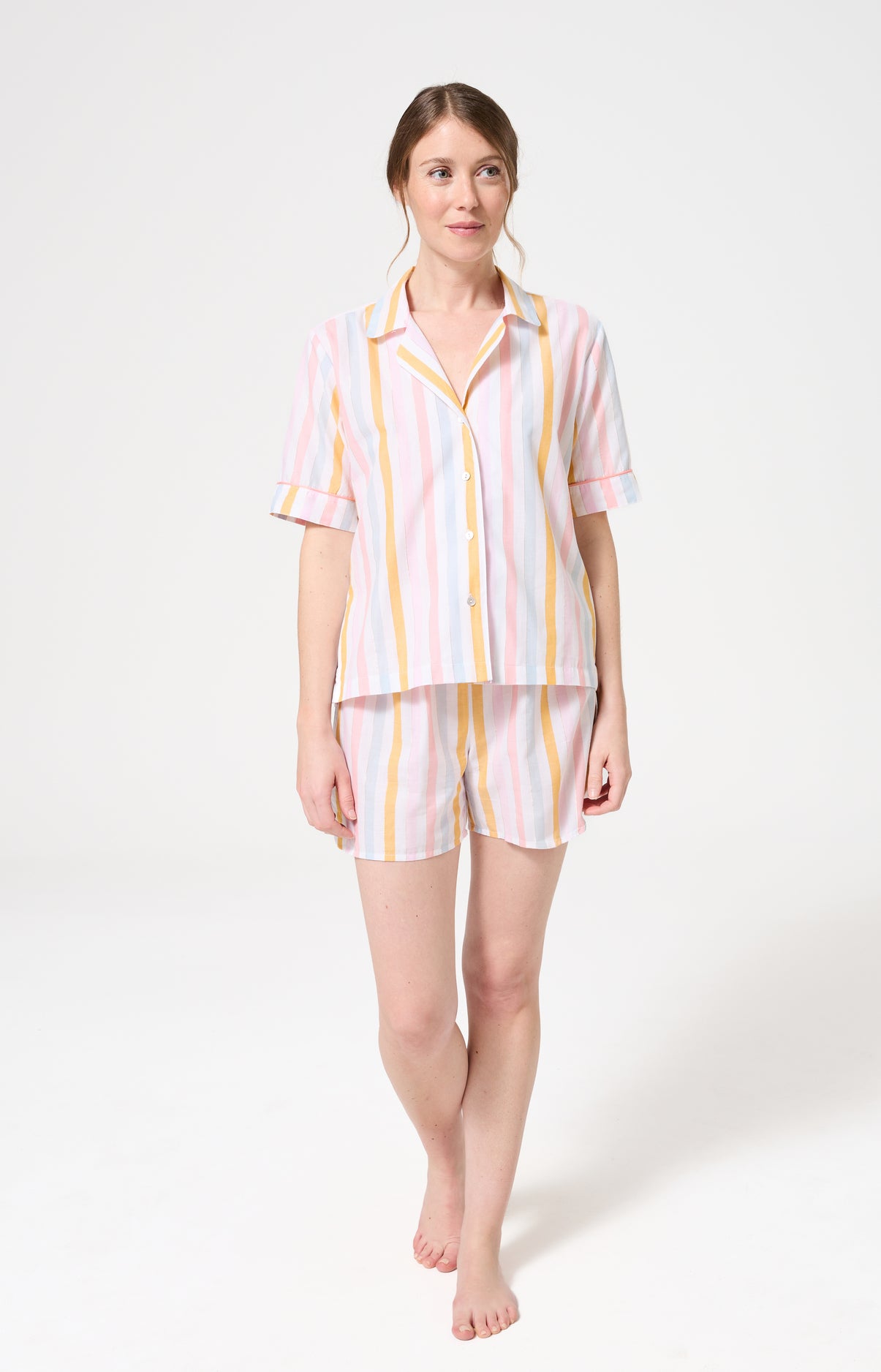 Pyjama Femme Maé Manches courtes Imprimé rayures multicolores 1