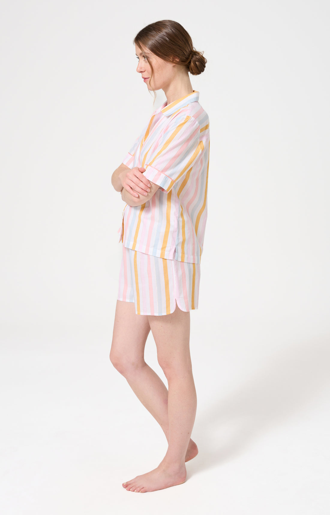 Pyjama Femme Maé Manches courtes Imprimé rayures multicolores 2