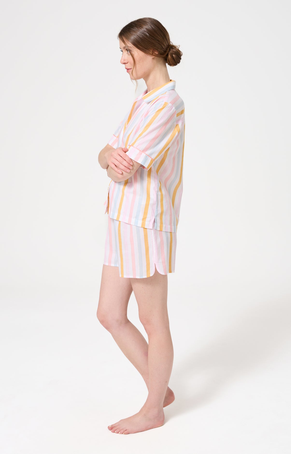 Pyjama Femme Maé Manches courtes Imprimé rayures multicolores 2