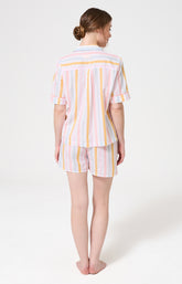 Pyjama Femme Maé Manches courtes Imprimé rayures multicolores 5
