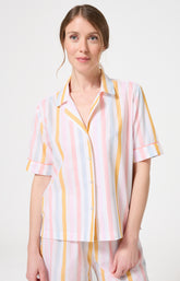 Pyjama Femme Maé Manches courtes Imprimé rayures multicolores 4