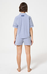 Pyjama Femme Vera Manches courtes Imprimé petits carreaux bleu et blanc 5