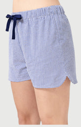 Pyjama Femme Vera Manches courtes Imprimé petits carreaux bleu et blanc 6