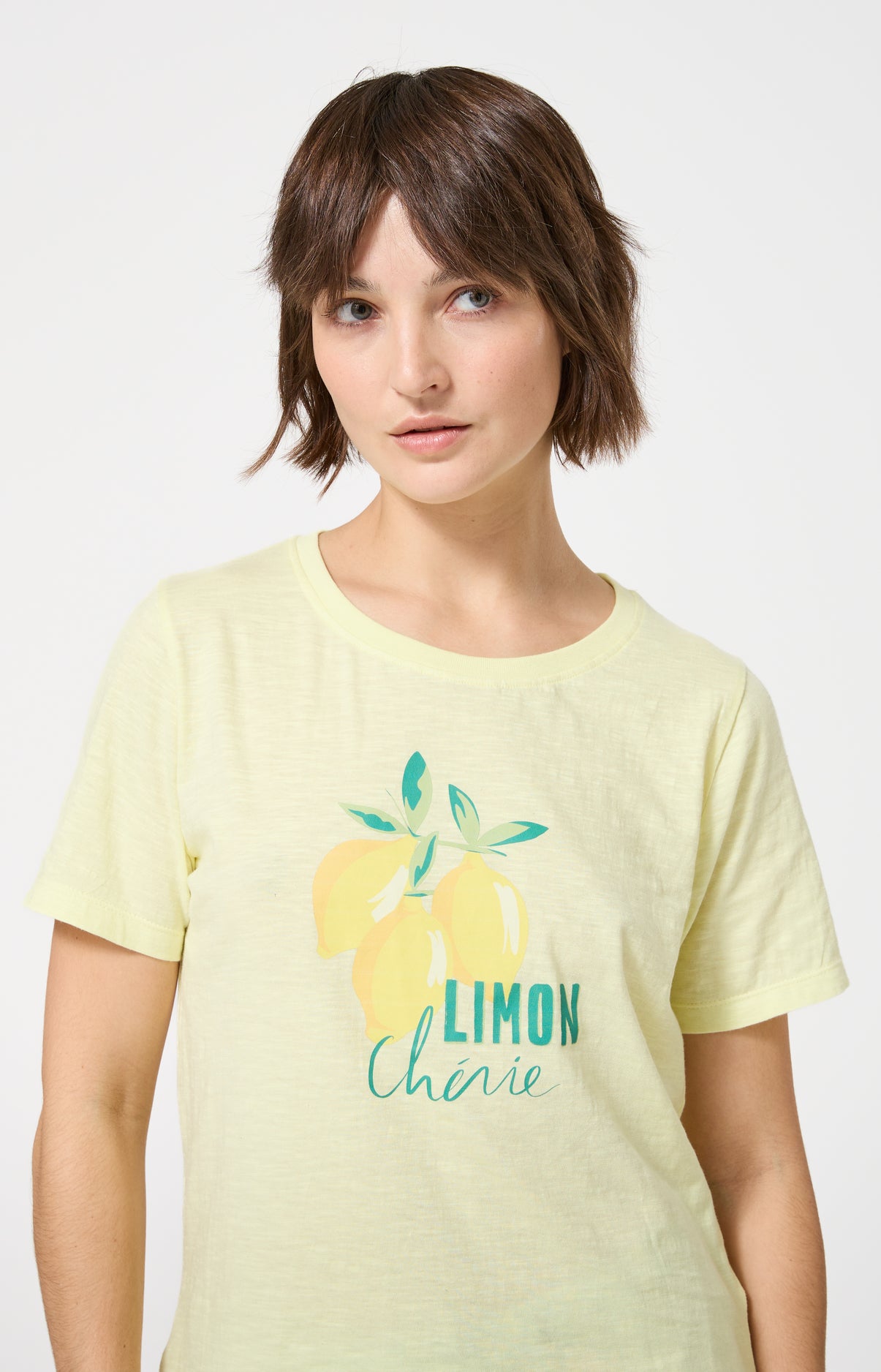 Pyjama Femme Lemon chérie Manches courtes Imprimé citrons jaunes et verts 4