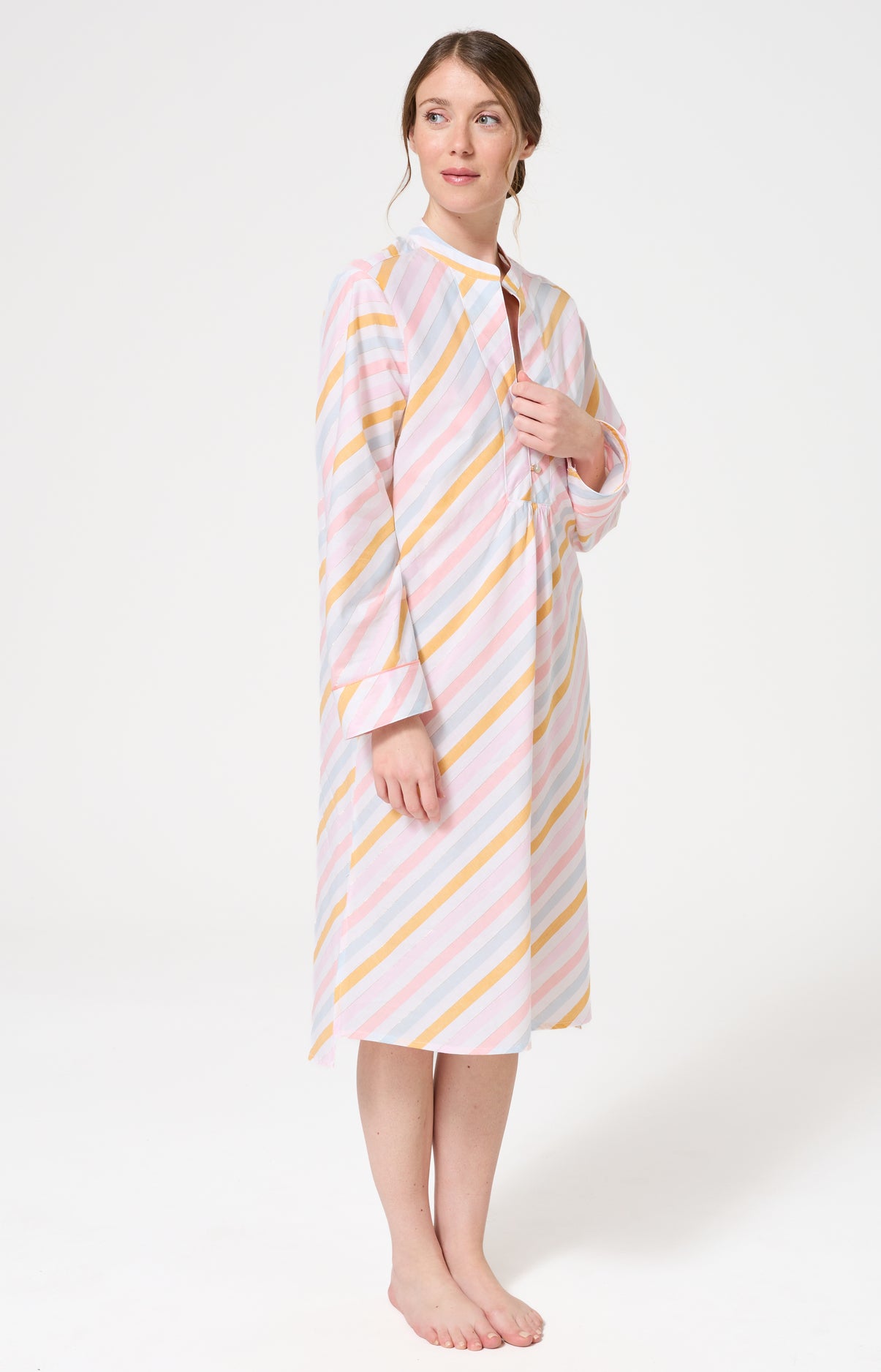 Chemise de nuit Femme Maé Manches longues Imprimé rayures multicolores 4