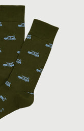 Chaussettes Homme Surf Kaki Imprimé voitures planches de surf bleues ciel 2