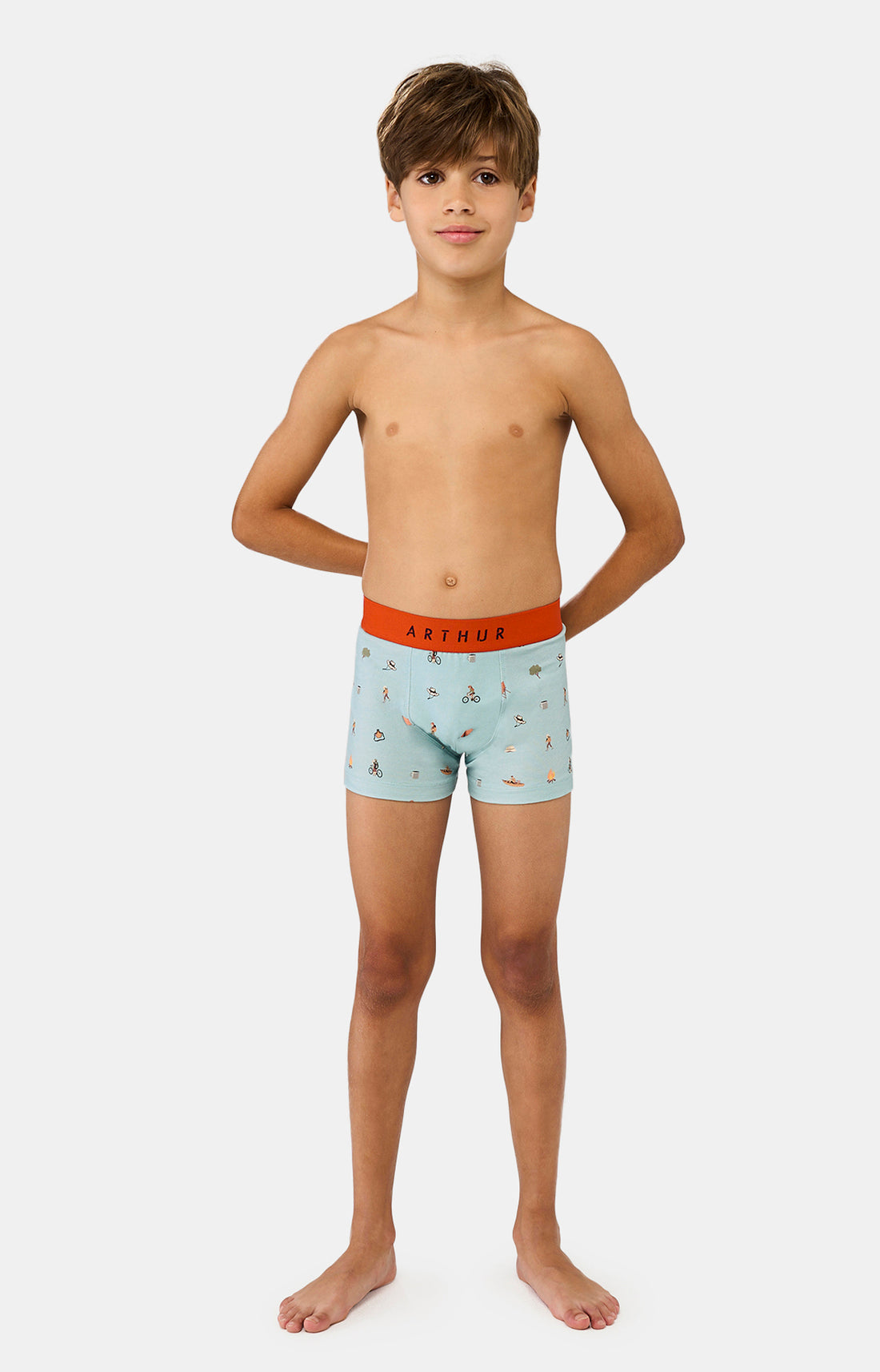 Boxer Enfant Camping Bleu 1