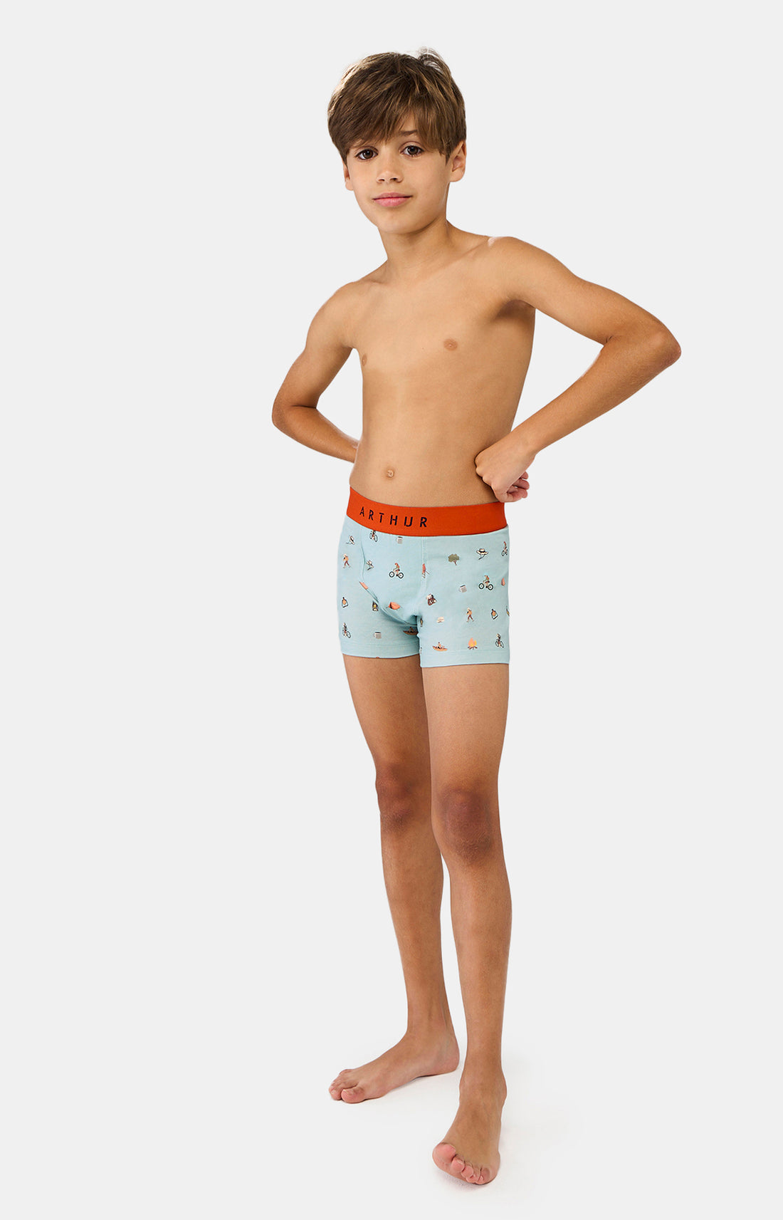 Boxer Enfant Camping Bleu 2