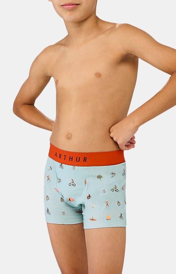 Boxer Enfant Camping Bleu 2