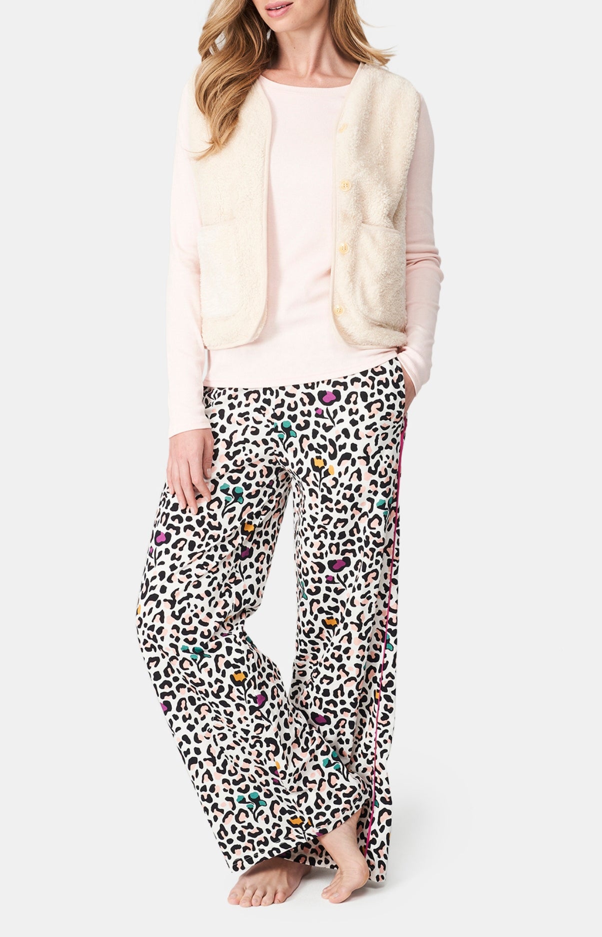 Veste Femme sans manches Polaire Blanc et Ivoire 1