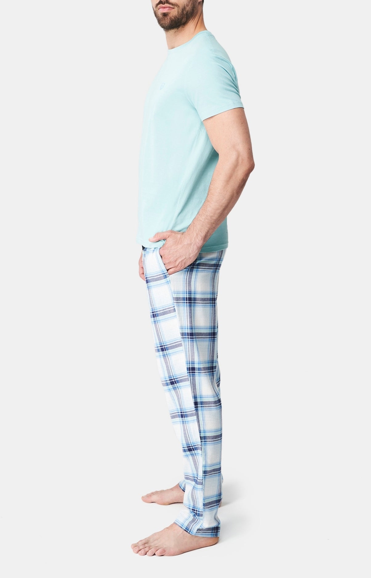 Pantalon Homme Carreaux Yale Blanc et Ivoire 4