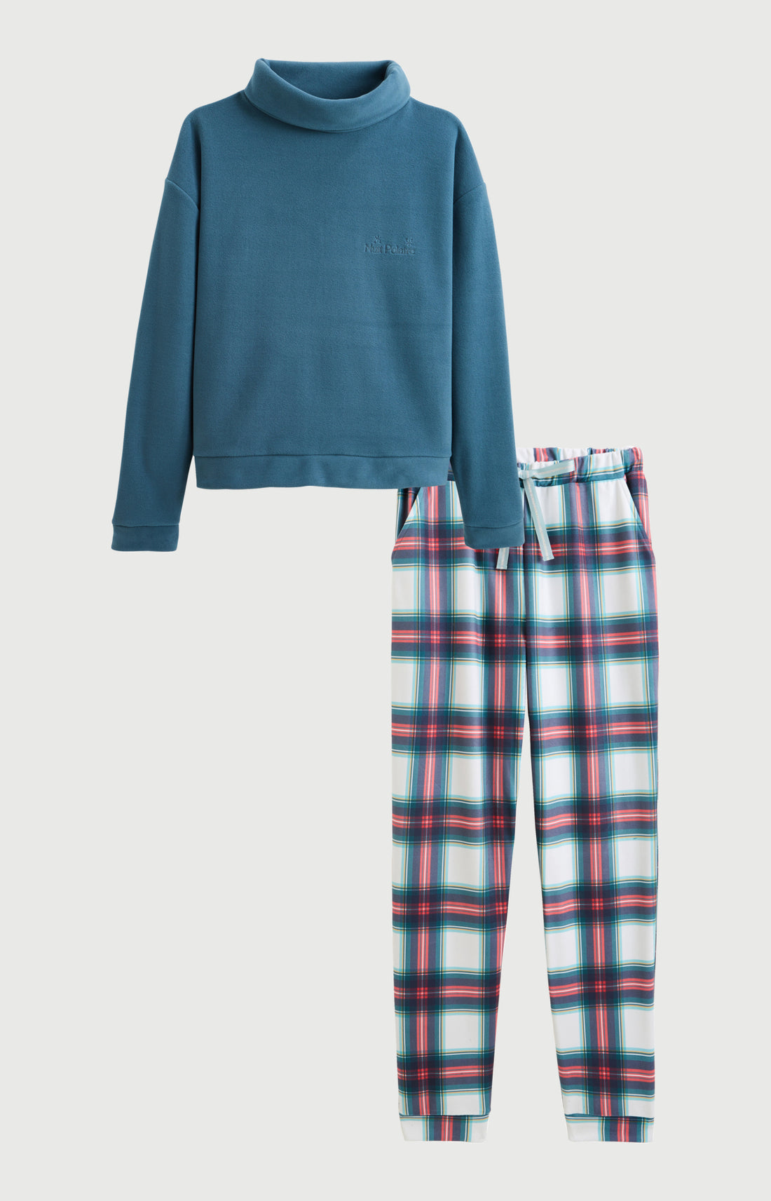 Pyjama polaire femme tartan bleu canard 3