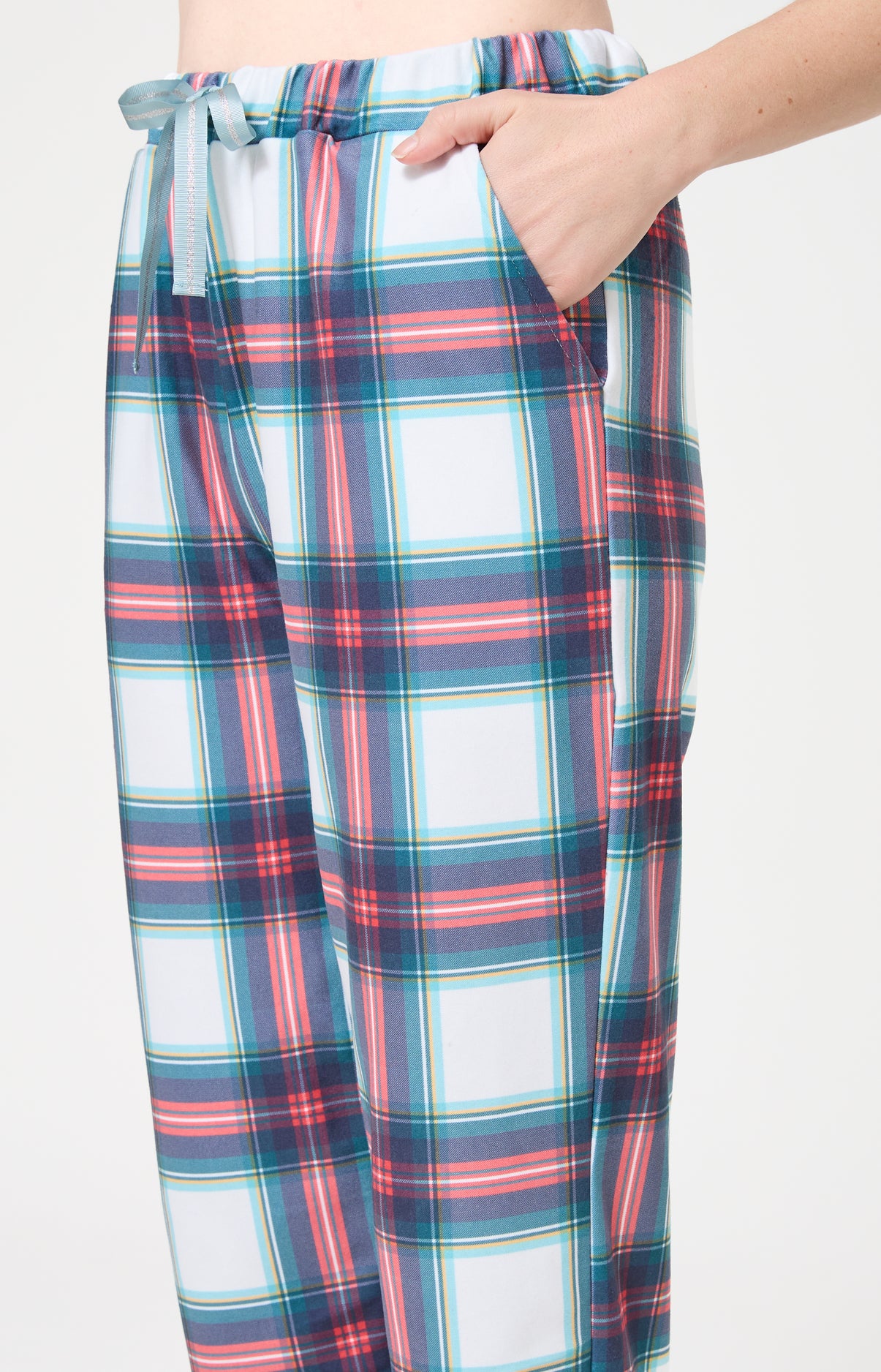 Pyjama polaire femme tartan bleu canard 6