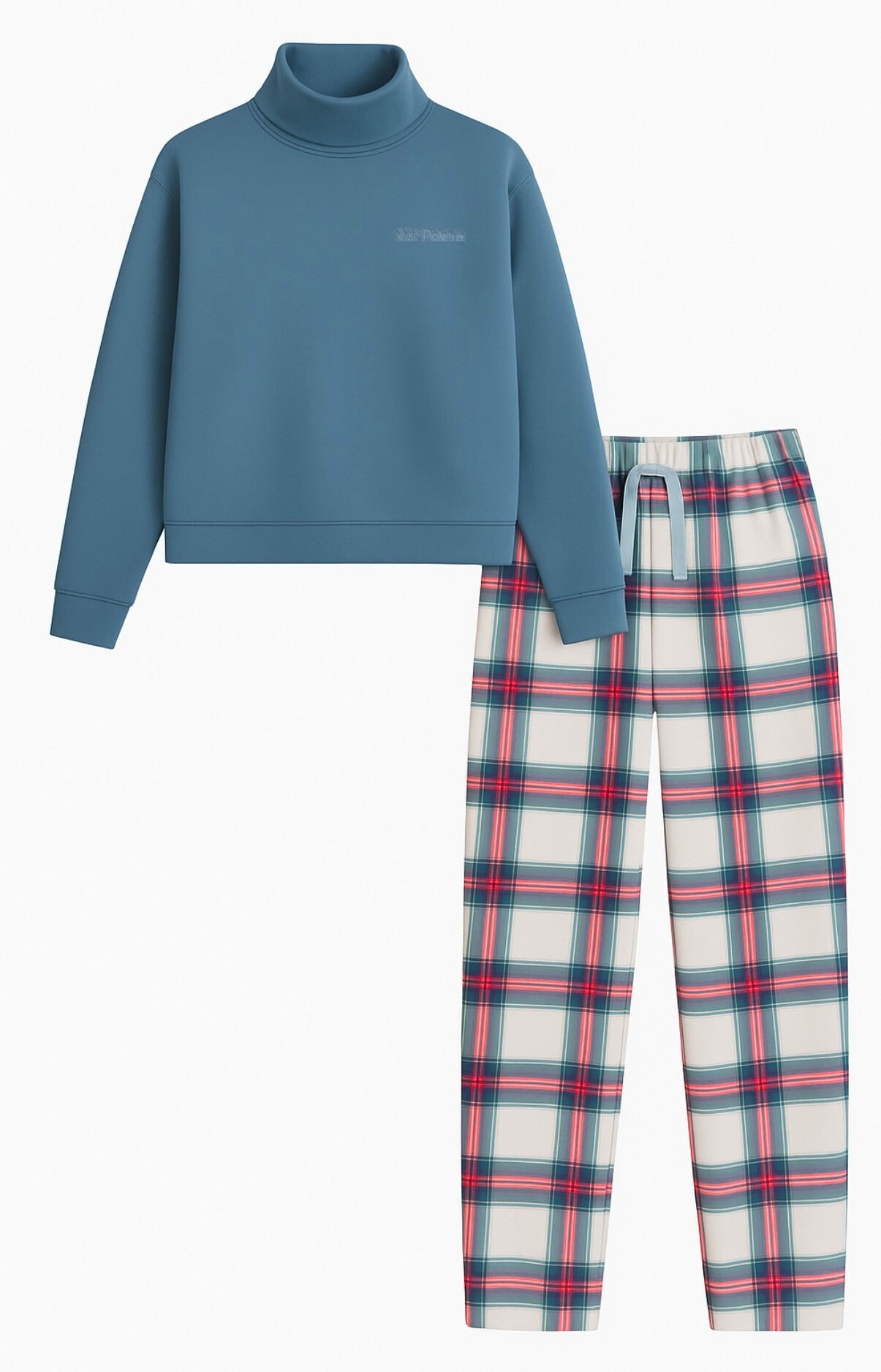 Pyjama polaire chaud carreaux vert canard femme 3