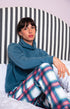Pyjama polaire chaud carreaux vert canard femme 1